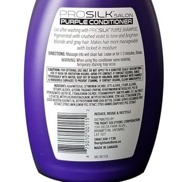 2x Pro Silk Salon Purple Conditioner With Coconut Oil & Shea Butter 14 Fl Oz - Picture 4 of 4
